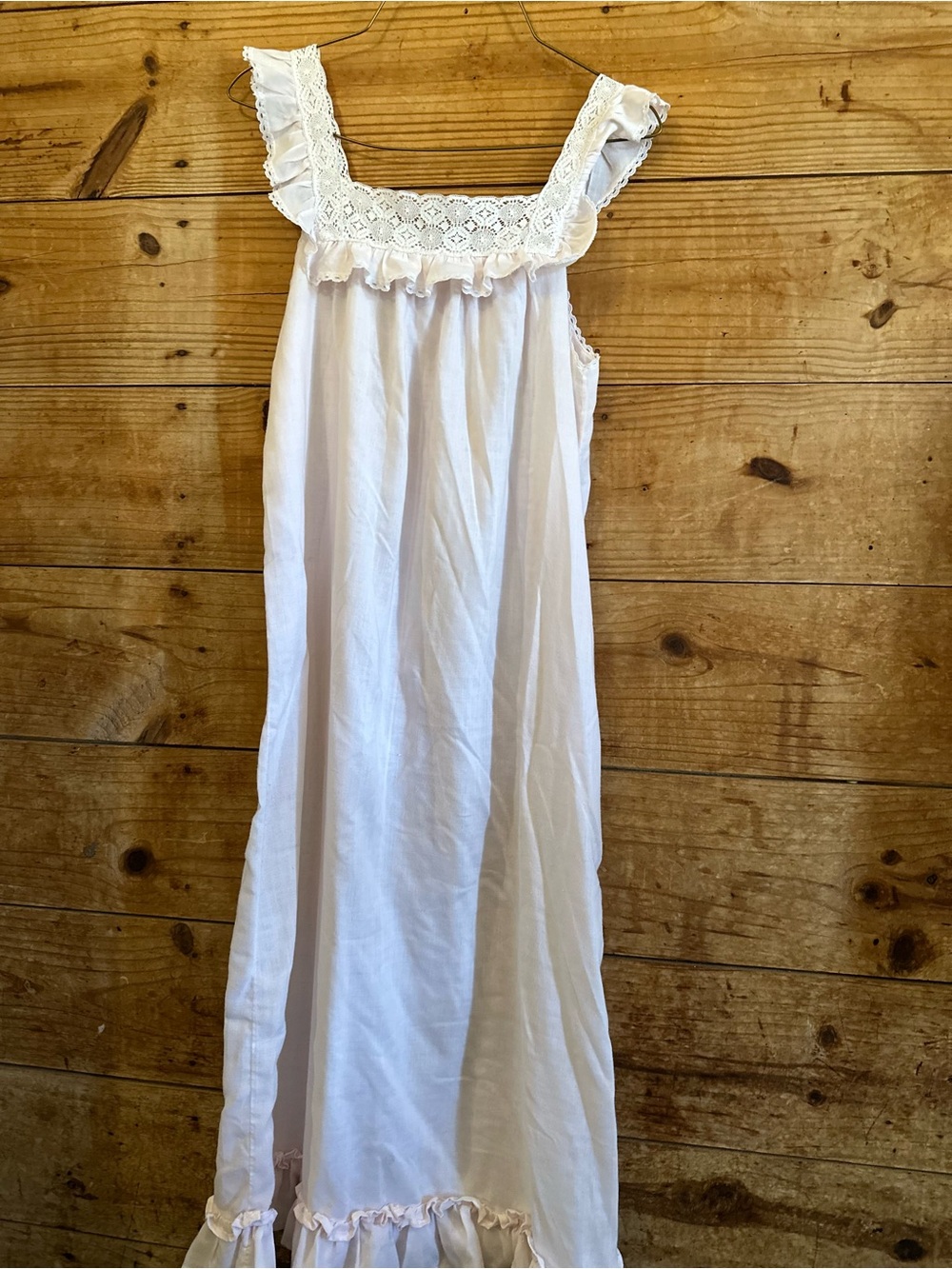 Vintage Cotton Lace-Trim Chemise Nightgown